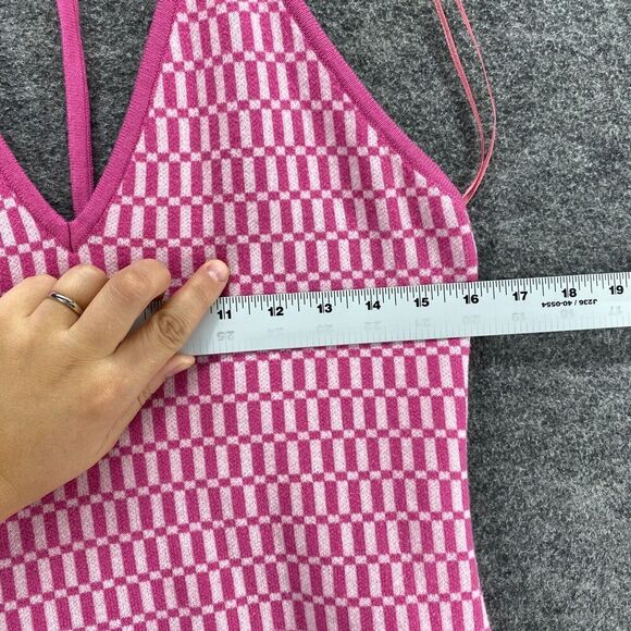 ModOnTrend Dress Women L Large Pink Geometric Shift Midi Sleeveless Halter Neck - Picture 5 of 9